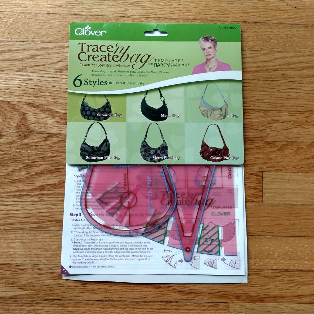 Vintage Purse Handbag Sewing Pattern with Plastic Templates by Nancy Zieman